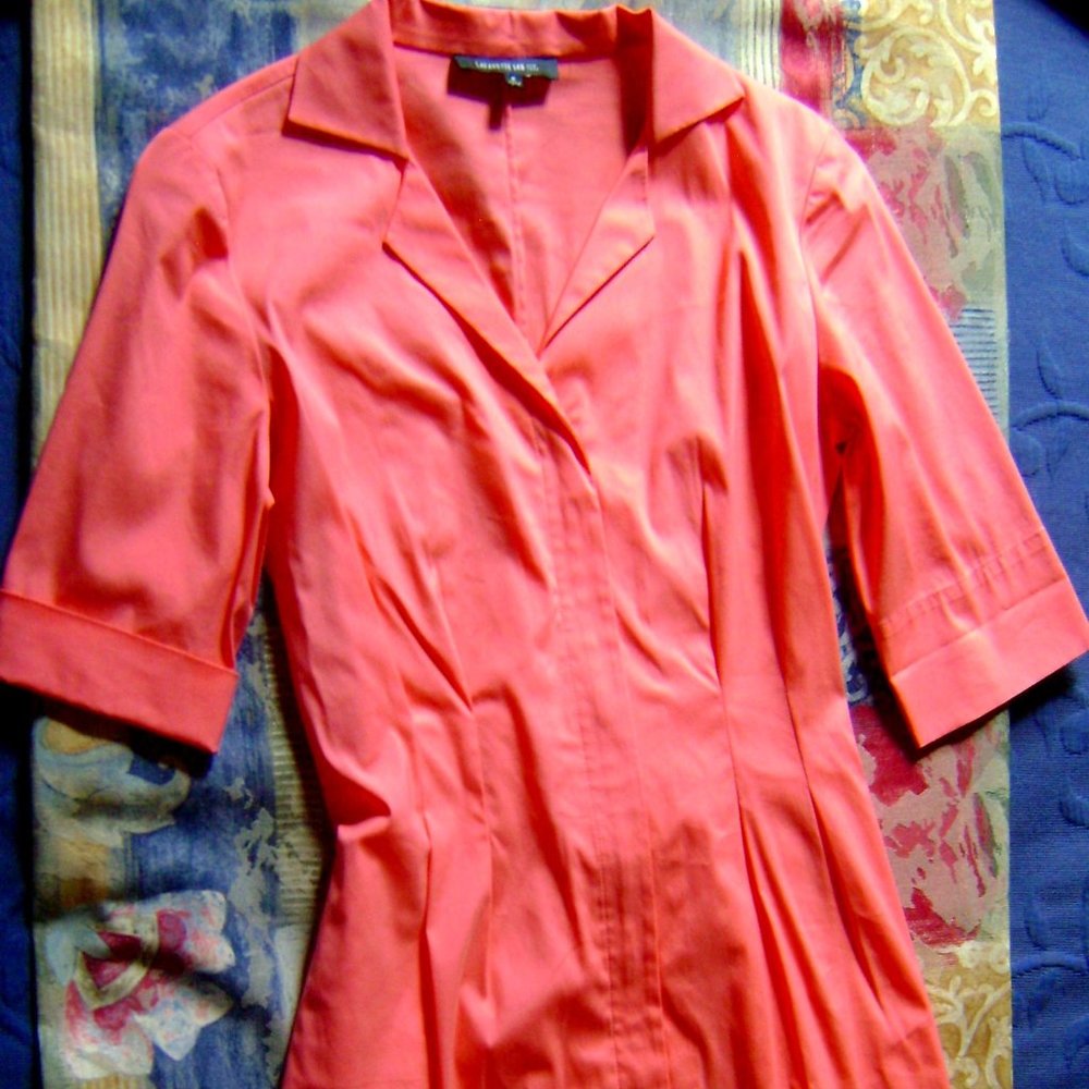 Lafayette 148 New York Coral Zip Front Dress, Size 0